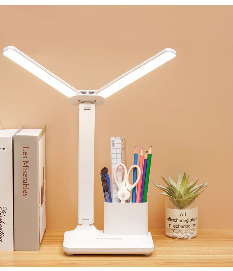 Dual Head LED Desk Lamp with Clock