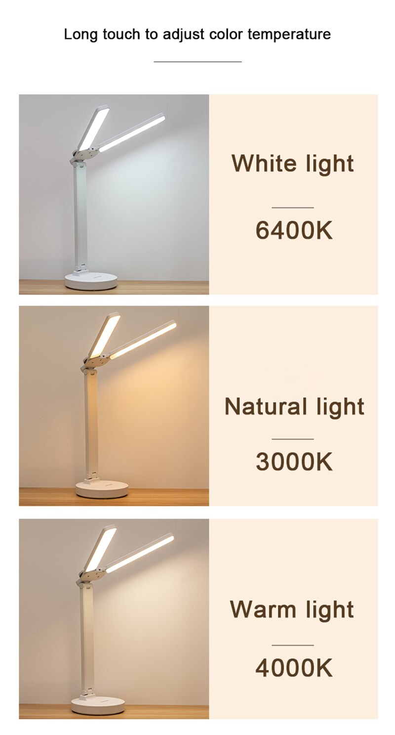Dual Head LED Desk Lamp with Clock