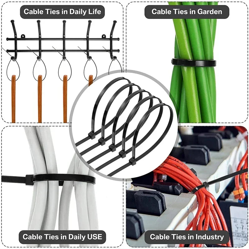 1000/100 Pieces Nylon Self-locking Cable Ties