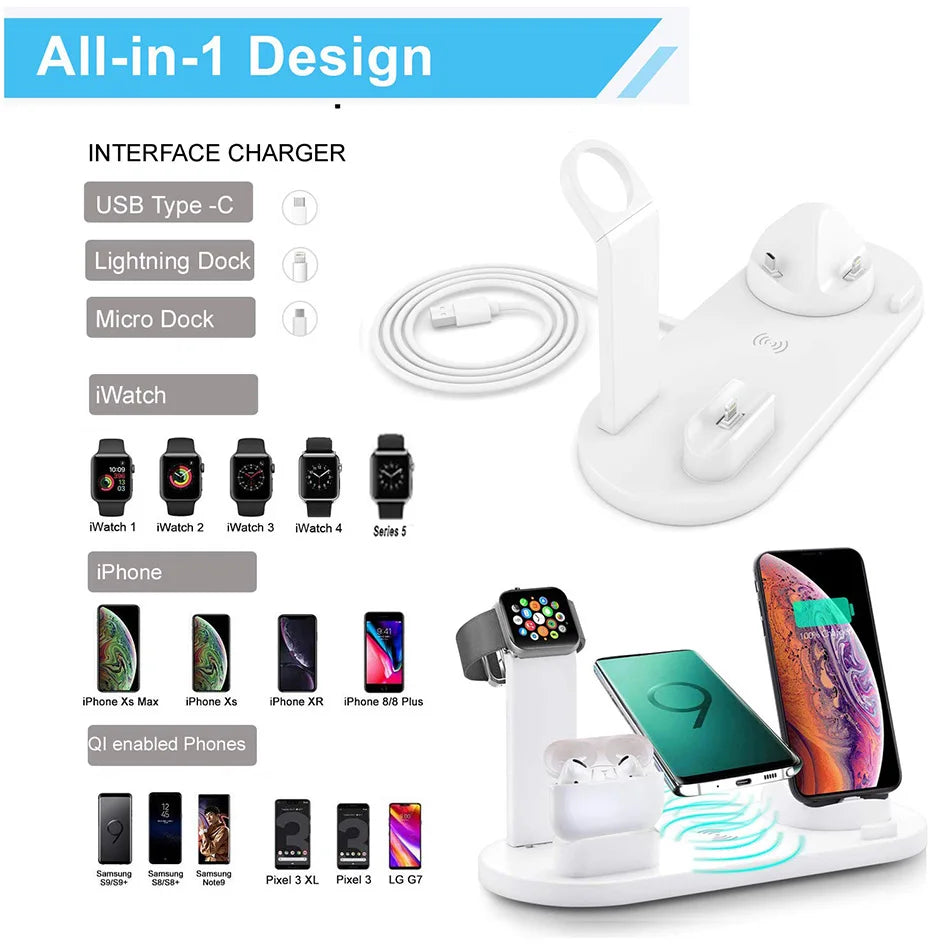 7 in 1 Wireless Charger Stand Pad For iPhone