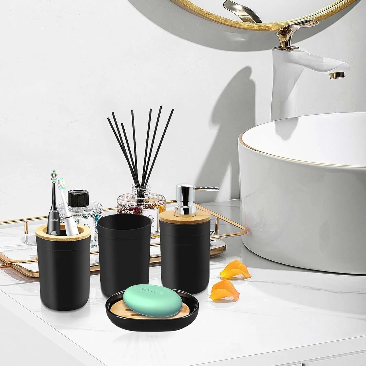 4-Piece Black Bathroom Accessories Set