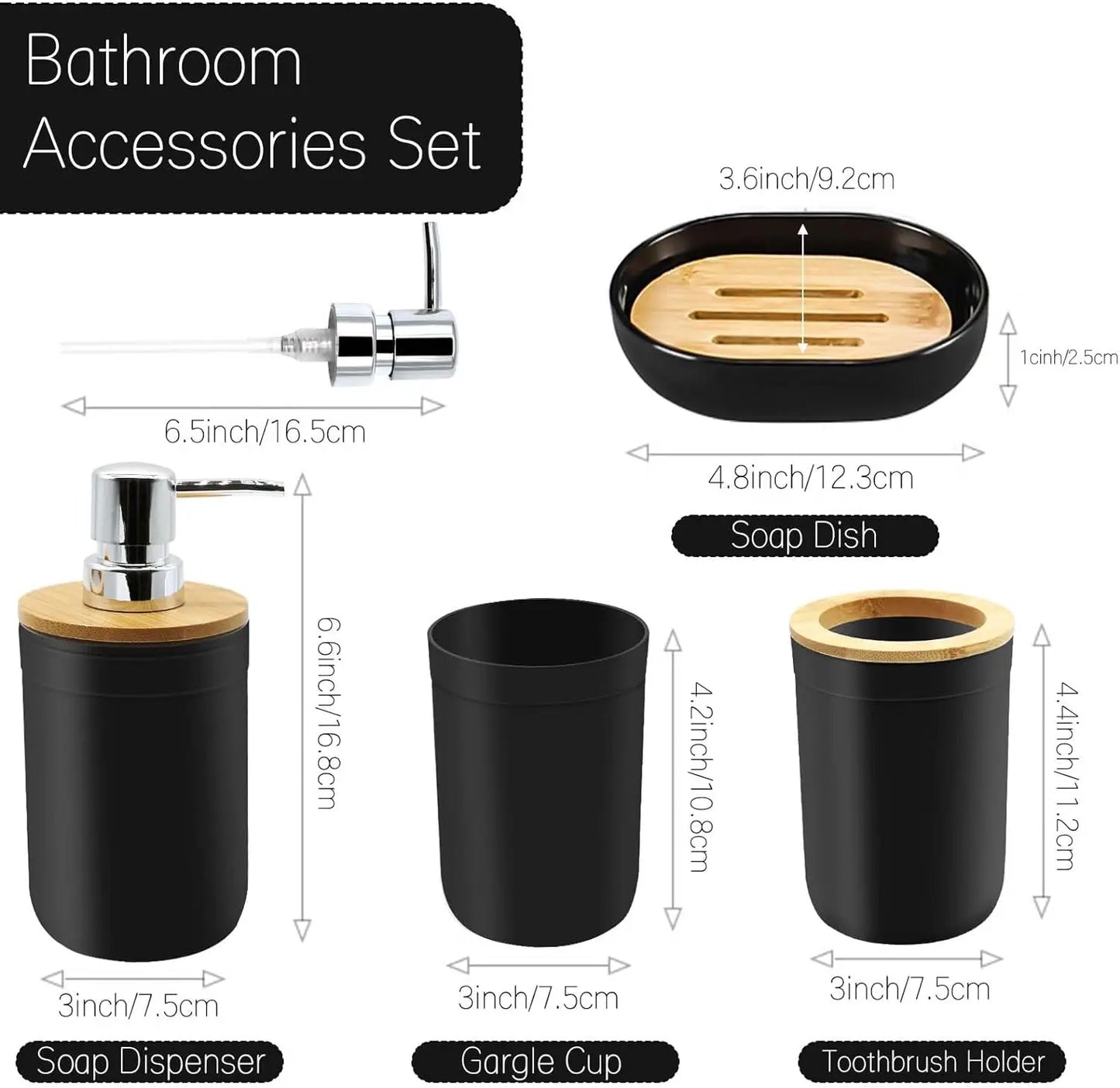 4-Piece Black Bathroom Accessories Set