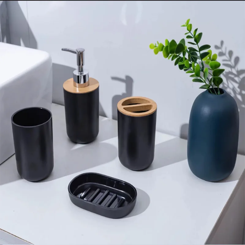 4-Piece Black Bathroom Accessories Set