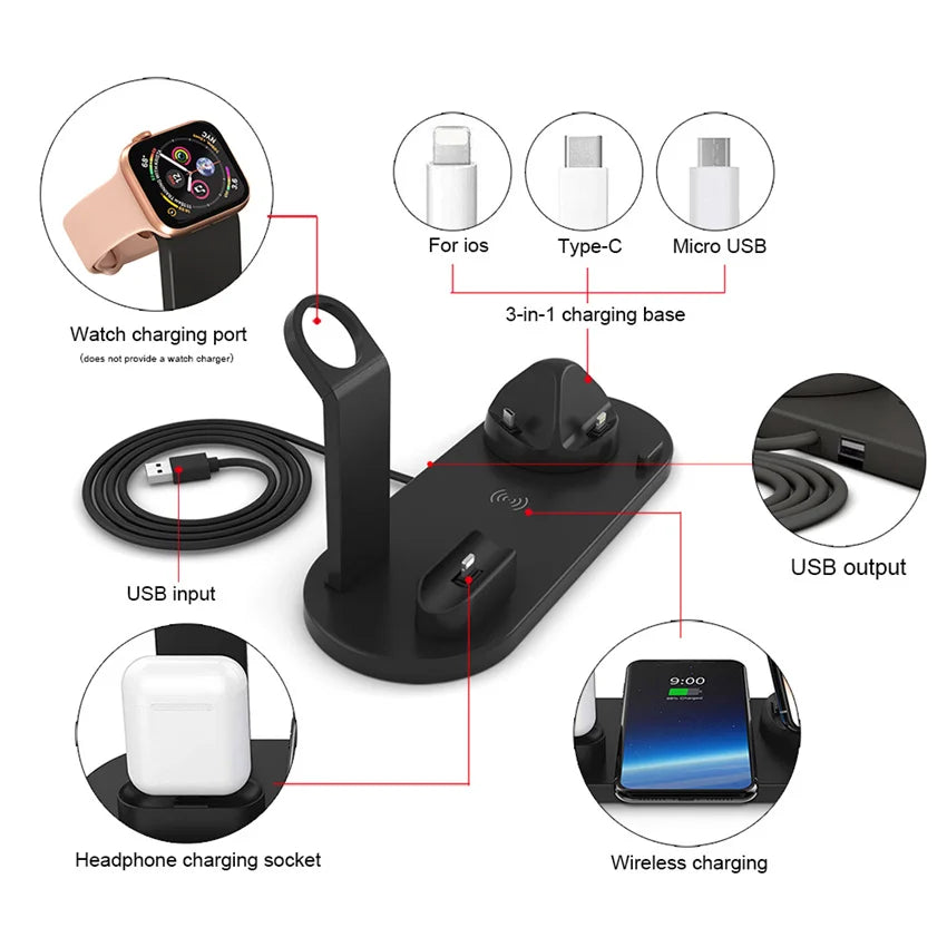 7 in 1 Wireless Charger Stand Pad For iPhone