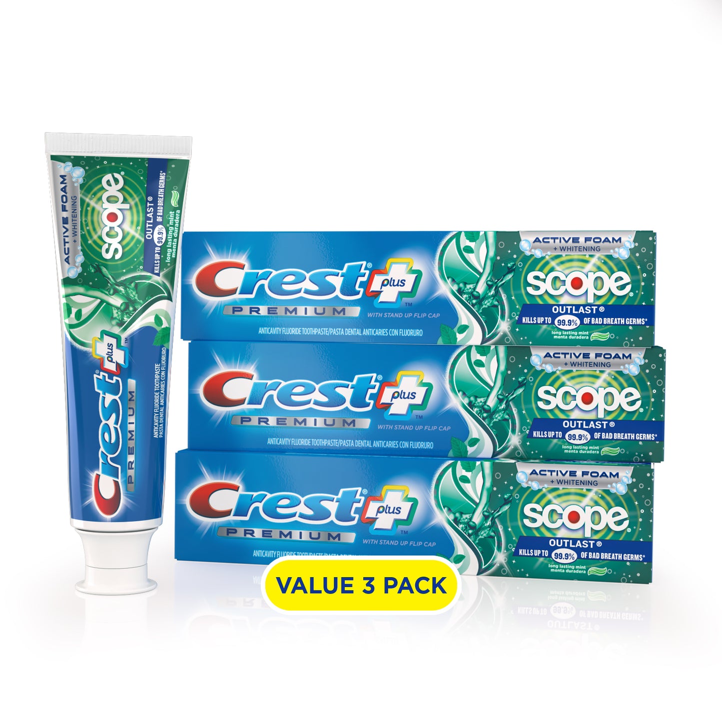 Crest Premium Plus Scope Outlast Toothpaste - Pack of 3